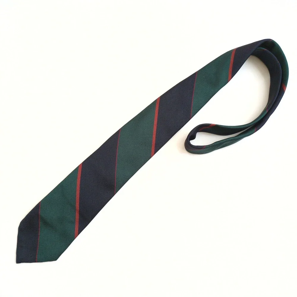 Vtg Polo Ralph Lauren Striped Silk Necktie Navy Green Red Striped Repp Classic